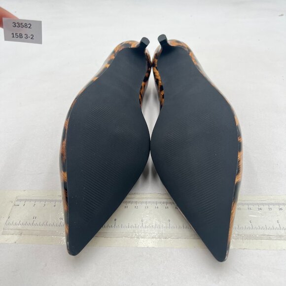 Brown Leopard Poined Toe Low Heel Pumps Slip On Office Business Ladies Shoes - Picture 5 of 7